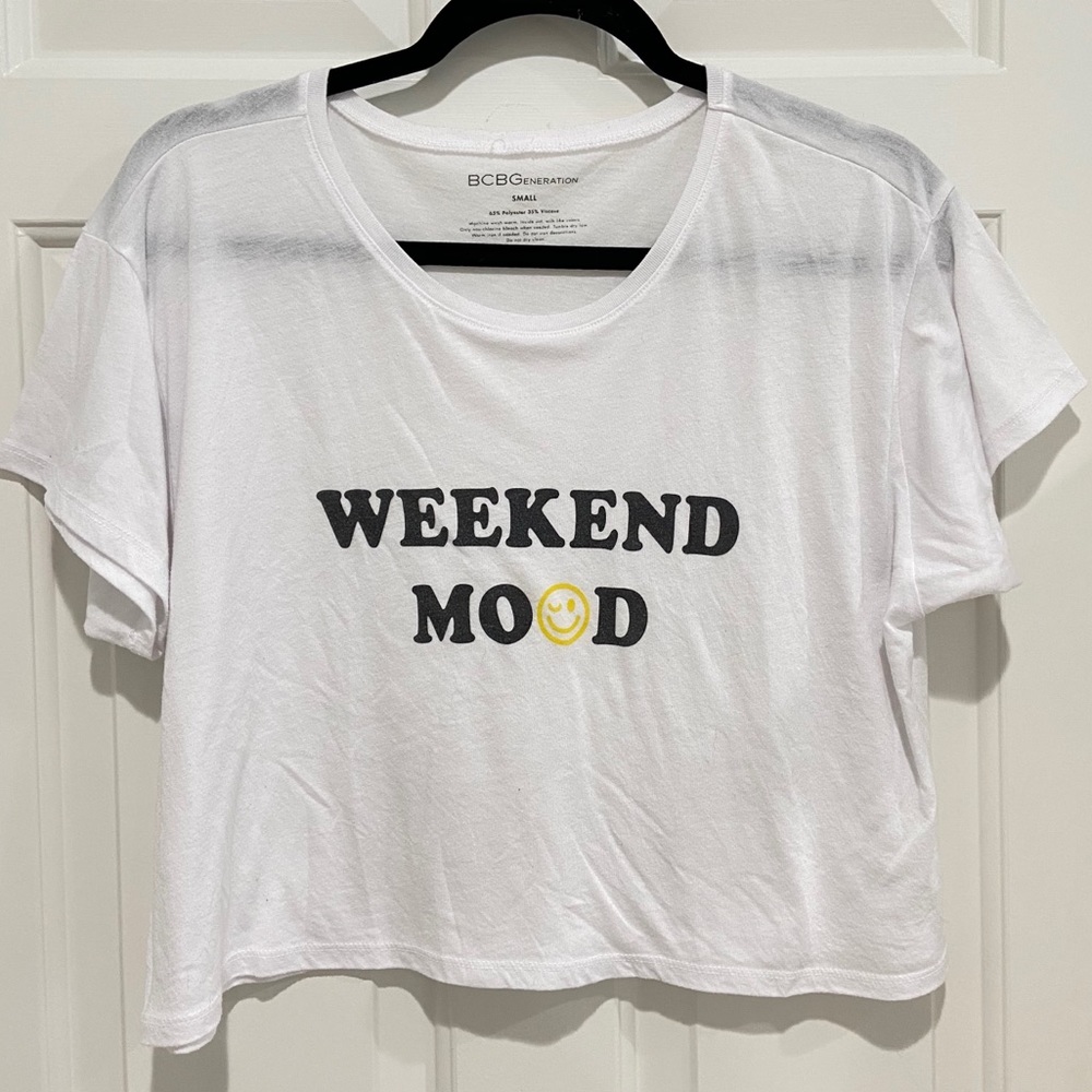 BCBGeneration "Weekend Mood" White Graphic Tee